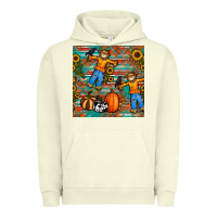 Pigment Pistachio fall scarecrow seamless pattern Urban Hoodie - BundleAndBundleShop