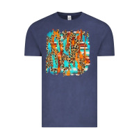 Vintage Denim serape with leopard pattern Vintage Tee - NancyCooperArtShop