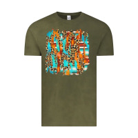 Vintage Olive serape with leopard pattern Vintage Tee - NancyCooperArtShop