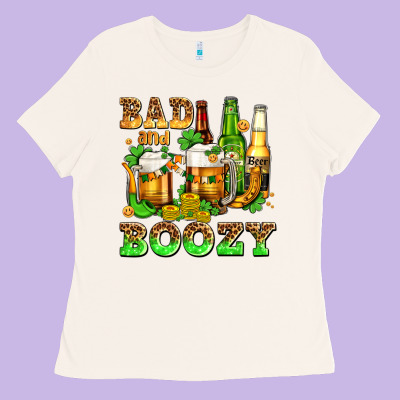 Bad And Boozy With Beer Ladies Tee Designed By Adodesignshop