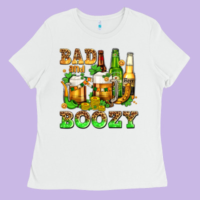 Bad And Boozy With Beer Ladies Tee Designed By Adodesignshop