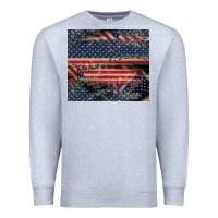 Heather Grey American flag stitches Premium Sweatshirt - CowGirlArtShop