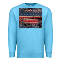 Ocean Blue American flag stitches Premium Sweatshirt - CowGirlArtShop