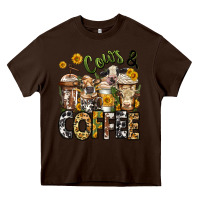 Chocolate Brown cows and coffee cups Heavy Core Tee - Jasminsmagicworld
