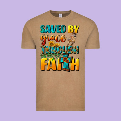 Saved By Grace Through Faith Vintage Tee Designed By Nancycooperartshop