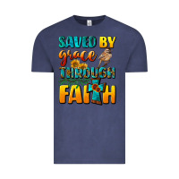 Vintage Denim saved by grace through faith Vintage Tee - NancyCooperArtShop