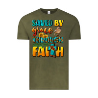 Vintage Olive saved by grace through faith Vintage Tee - NancyCooperArtShop
