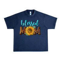 Navy blessed mom with sunflower Urban Heavy Tee - NancyCooperArtShop