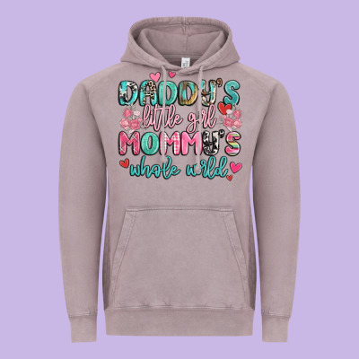 Daddy's Little Girl Mommy's Whole World Vintage Hoodie Designed By Maliassmallbusiness