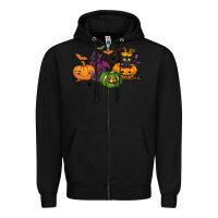 Black Black cat and pumpkin Zipper Hoodie - NancyCooperArtShop