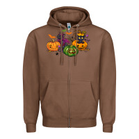 Chestnut Black cat and pumpkin Zipper Hoodie - NancyCooperArtShop