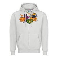Dove Grey Black cat and pumpkin Zipper Hoodie - NancyCooperArtShop