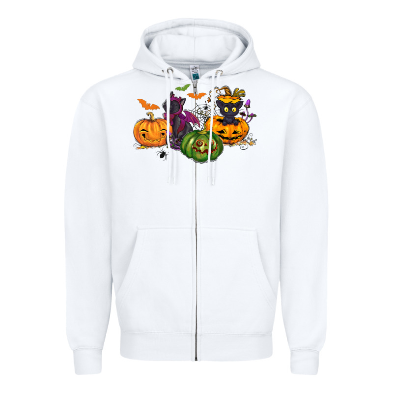 Black Cat And Pumpkin Zipper Hoodie by NancyCooperArtShop | Teevron