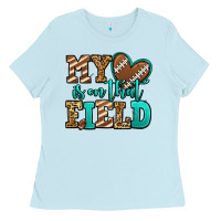 Baby Blue my heart is on that field american football Ladies Tee - Jasminsmagicworld