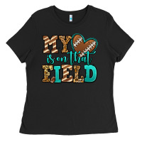 Black my heart is on that field american football Ladies Tee - Jasminsmagicworld