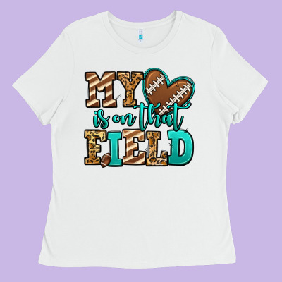 My Heart Is On That Field American Football Ladies Tee Designed By Jasminsmagicworld