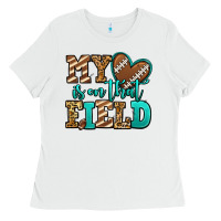 White my heart is on that field american football Ladies Tee - Jasminsmagicworld