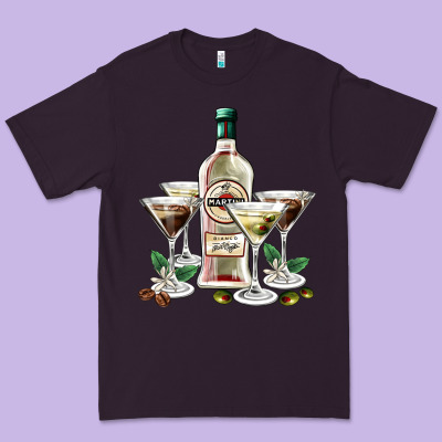 Martini Glasses And Martini Bottle Premium Tee Designed By Adodesignshop