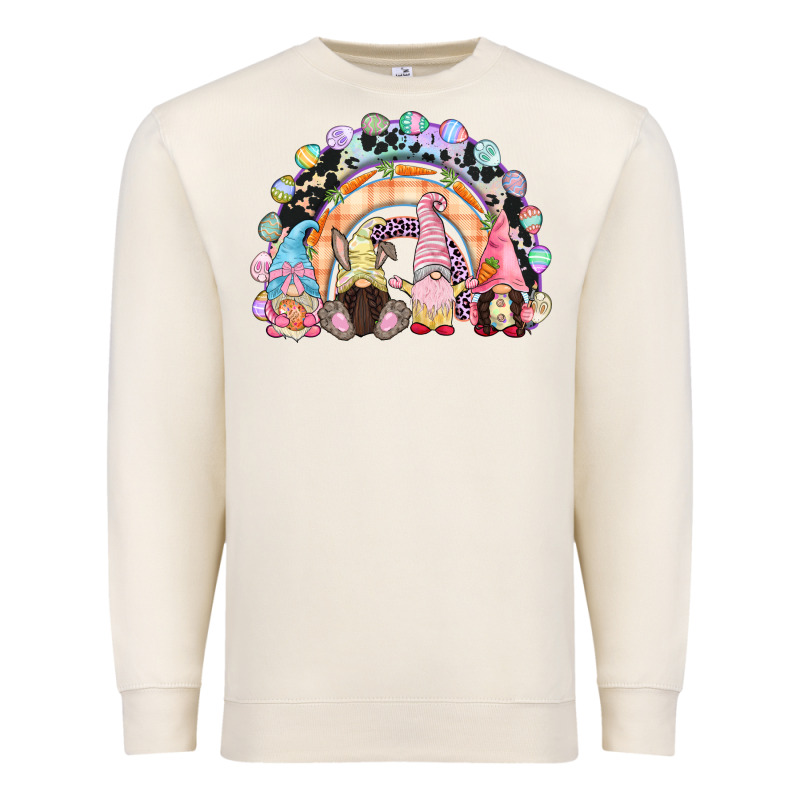 Easter Day Rainbow Gnomes Premium Sweatshirt by CowGirlArtShop | Teevron
