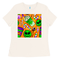 Bone halloween snacks seamless pattern Ladies Tee - BundleAndBundleShop