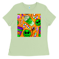Matcha halloween snacks seamless pattern Ladies Tee - BundleAndBundleShop