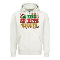 Oatmeal Heather Baking spirits bright Zipper Hoodie - NancyCooperArtShop