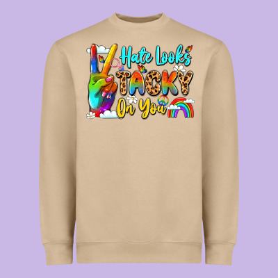 Hate Looks Tacky On You Heavyweight Sweatshirt Designed By Lillyallendesigns