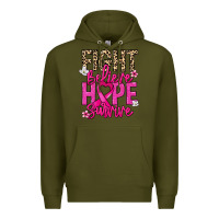 Army Green Fight believe hope survive Cancer Awareness Premium Hoodie - HowdyJamesFarm
