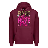 Burgundy Fight believe hope survive Cancer Awareness Premium Hoodie - HowdyJamesFarm