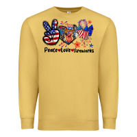 Antique Gold Peace love fireworks 4th of july Premium Sweatshirt - CowGirlArtShop