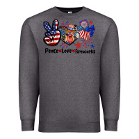 Charcoal Heather Peace love fireworks 4th of july Premium Sweatshirt - CowGirlArtShop