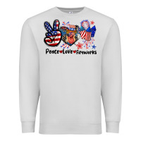 Dove Grey Peace love fireworks 4th of july Premium Sweatshirt - CowGirlArtShop