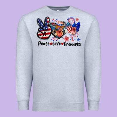 Peace Love Fireworks 4th Of July Premium Sweatshirt Designed By Cowgirlartshop