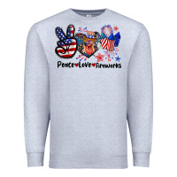 Heather Grey Peace love fireworks 4th of july Premium Sweatshirt - CowGirlArtShop