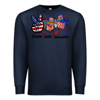 Navy Peace love fireworks 4th of july Premium Sweatshirt - CowGirlArtShop