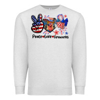 Oatmeal Heather Peace love fireworks 4th of july Premium Sweatshirt - CowGirlArtShop