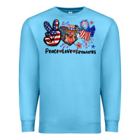 Ocean Blue Peace love fireworks 4th of july Premium Sweatshirt - CowGirlArtShop
