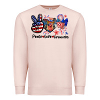 Pale Pink Peace love fireworks 4th of july Premium Sweatshirt - CowGirlArtShop