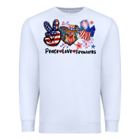 White Peace love fireworks 4th of july Premium Sweatshirt - CowGirlArtShop