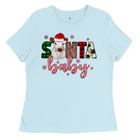 Baby Blue Santa baby Cow Ladies Tee - JahusDesignShop