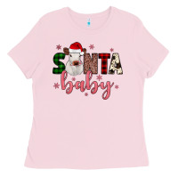 Bubblegum Pink Santa baby Cow Ladies Tee - JahusDesignShop