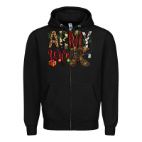 Black Christmas Army wife Zipper Hoodie - NancyCooperArtShop
