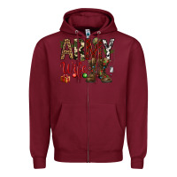 Burgundy Christmas Army wife Zipper Hoodie - NancyCooperArtShop