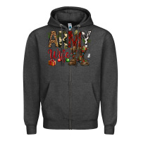Charcoal Heather Christmas Army wife Zipper Hoodie - NancyCooperArtShop
