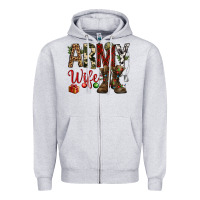 Heather Grey Christmas Army wife Zipper Hoodie - NancyCooperArtShop