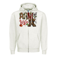 Oatmeal Heather Christmas Army wife Zipper Hoodie - NancyCooperArtShop