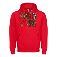 Red Christmas Army wife Zipper Hoodie - NancyCooperArtShop