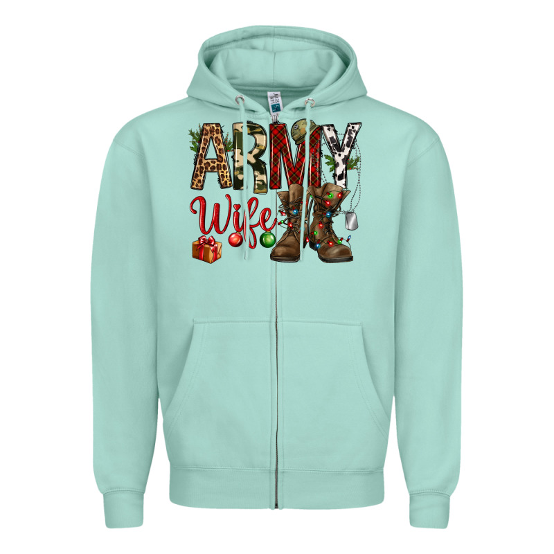 Christmas Army Wife Zipper Hoodie by NancyCooperArtShop | Teevron
