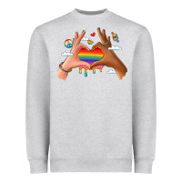 Heather Grey lgbtq pride hands Heavyweight Sweatshirt - LillyAllenDesigns