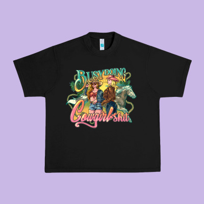Busy Doing Cowgirl Urban Heavy Tee Designed By Nancycooperartshop